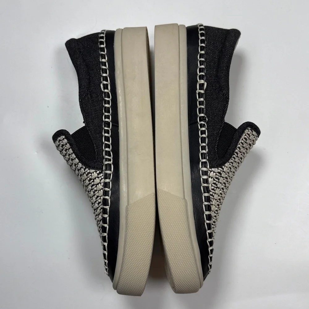 DOLCE VITA Saydi Slip-on Platform Sneaker In Ivory and Black Woven S-503 Sz 8.5